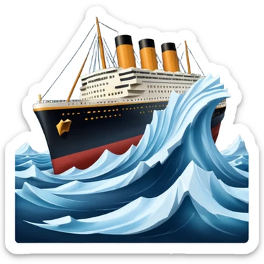 titainic crashing into an iceberg sticker