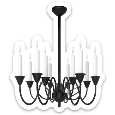Simple minimalistic black and white Ceiling chandelier with candles sticker