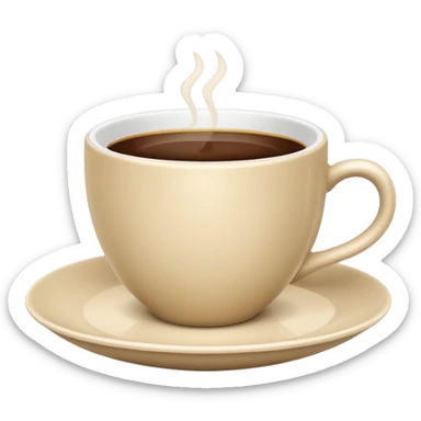 classic coffee cup and saucer, light beige, elegant shapes, Apple emoji style, no text sticker