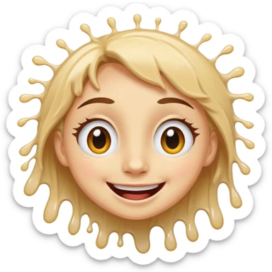 A joyful face with wide eyes and a big smile, tears of laughter flowing. The face radiates positive energy, surrounded by vibrant splashes in dynamic brush strokes. sticker