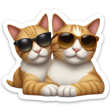 two cats wearing sunglasses relaxing sticker