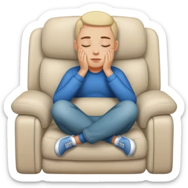 A person sitting in a chair, , hands resting on their lap, eyes closed. No distractions, no to-do lists—just a moment of stillness.  sticker