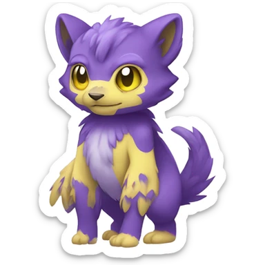 Cute cool purple yellow animal hybrid Fakemon full body sticker