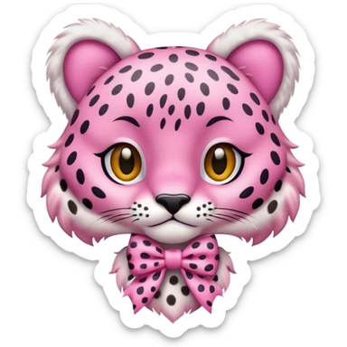 pink cheetah with a white bow sticker