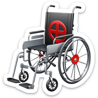 wheelchair with a red prohibition symbol sticker