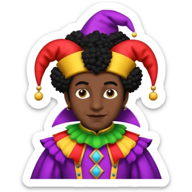 Medieval jester with dark brown skin and black Afro hair sticker