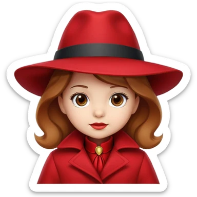 Baby Carmen Sandiego with red hat and coat, cute detective sticker