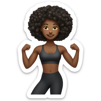 Beautiful black girl with medium lengh kinky hairdoing barre pilates in yoga leggings and sticker