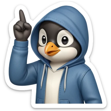 determined anthropomorphised penguin in a hoodie and jeans with fist raised, energetic pose sticker