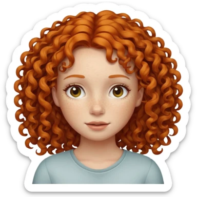 A ginger girl with curly hair in this style 👩🏼‍🦱 just the head no body simile to the apple curly hair emoji just ginger instead  sticker