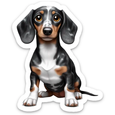Black and silver merle mini dachshund  sticker