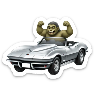 troll driving a corvette sticker