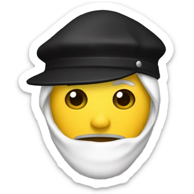 Ladrón de piel amarilla con antifaz negro,gorro negro y camisa negra y blanca sticker