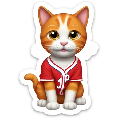 cute orange cat in philadelphia phillies shirt sticker