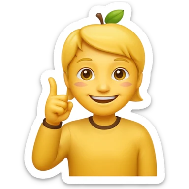 Classic apple style yellow emoji face smiling with hand in frame with their thumb and pointer finger crossed sticker