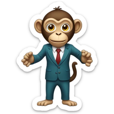 monkey professor with suit holding a sign with 2 hands sticker