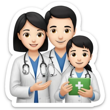 doutora cabelo preto de terapia para criança com autismo sticker