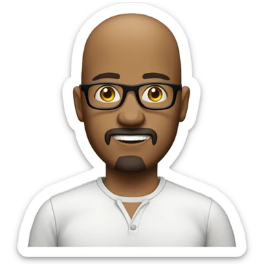 bald man with goatee and clear glasses and shirt 40 yrs old sticker