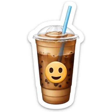  plastic cup of iced coffee with straw. sticker