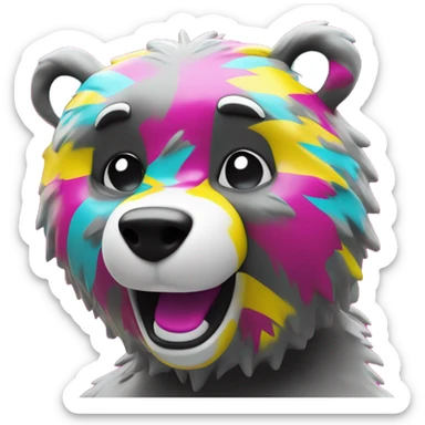 dancing bear using the cmyk color code of cyan = 35.96, magenta = 75.41, yellow = 99.89, and black = 41.39 sticker