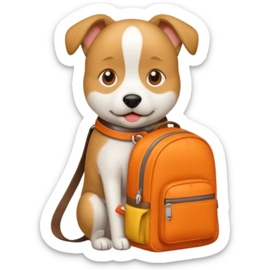 perrito repartidor de Rappi, emoji style, transparent background, with orange backpack sticker