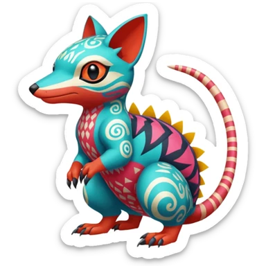  Patterned stitched exotic tropical cyber-Sleuth-Loyd-Garmaddon-Litten-Linoone-Noibat-Fakémon-Pokémon-Vernid-creature sticker