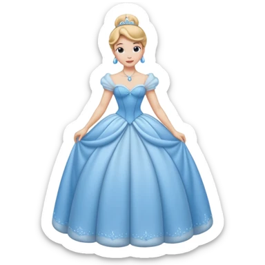 Princesa cinderella Disney com vestido grande e cheio com um coque e corpo inteiro sticker