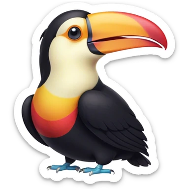 Cinematic Cute Yawning Toucan Portrait Emoji, Head tilted slightly with a dramatic, wide-open yawn, showcasing a colorful, expressive beak and sleepy, half-closed eyes with a relaxed demeanor, Simplified yet irresistibly adorable features, highly detailed, glowing with a soft, cozy tropical glow, high shine, relaxed yet expressive, stylized with a dash of whimsical charm, soft glowing outline, capturing the essence of a drowsy yet affectionate toucan that appears ready to stretch out for a nap! sticker