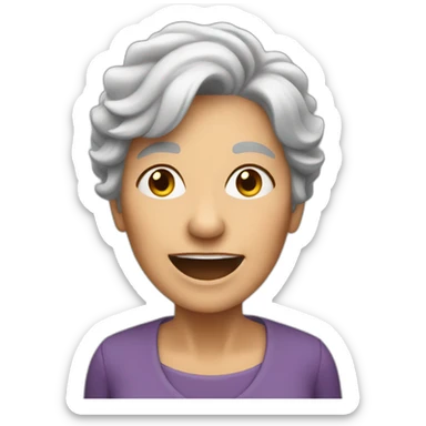 enthusiastic gray haired older woman teaching sticker