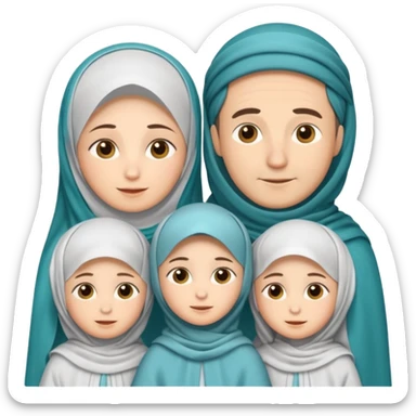 Lebaran. Keluarga terdiri dari Ayah dan ibu, 3 orang anak yang terdiri dari dua anak laki-laki dan seorang anak perempuan yang merupakan anak terkecil. Ibunya menggunakan cadar. sticker