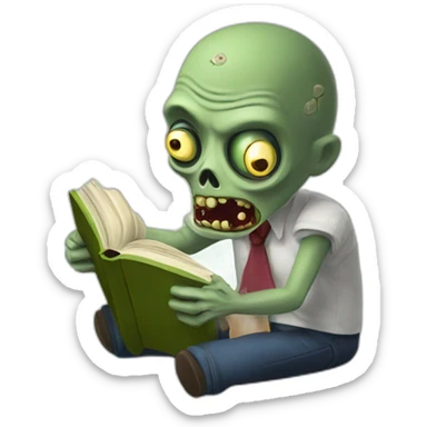 Zombie reading the book “be less zombie” by Elvin turner sticker