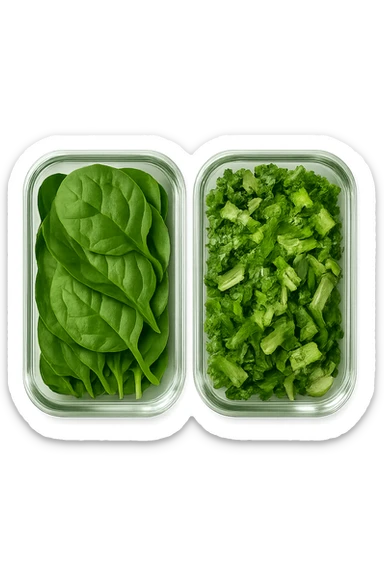 verdure tagliate e sistemate in due schiscette di vetro viste dall'alto, iperrealistico 4k sticker