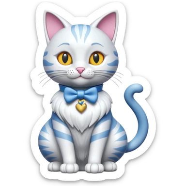 Isolated, detaile illustration of the most incredibly cool modern style disney'Alice in wonderland with cat
figurine imaginable, toy style. sticker