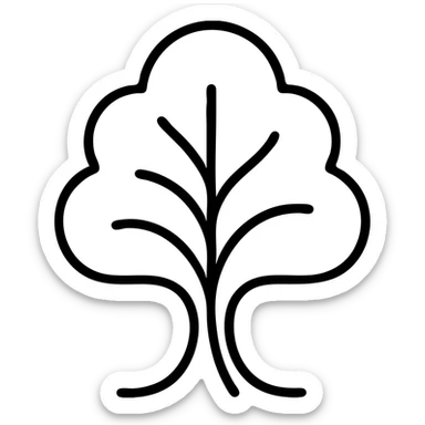 Elegant tree silhouette with flowing lines, corporate environmental responsibility symbol, refined and professional sticker