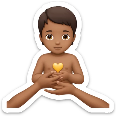 two hands holding a little child silhouette sticker