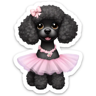 Black toy poodle in ballet tutu sticker