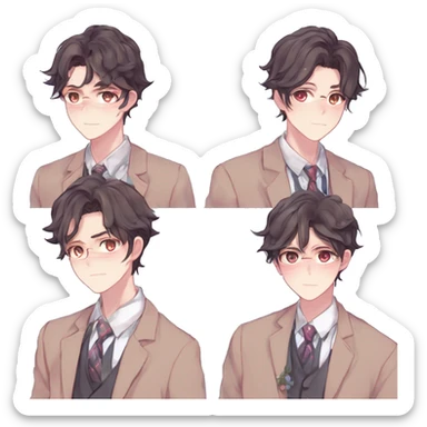 Gorgeous romantic hot attractive anime style modern gentlemanly anime shojo guy with pretty hair and colorful eyes and blushing face aesthetic trending style  pastelcore cottagecore kawaiicore sticker