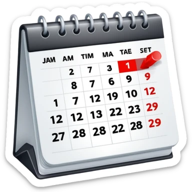 simple calendar with 2 to 3 marked dates symbolizing moderate admin workload sticker