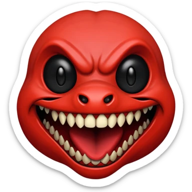 cursed emoji, SCP-939, red skin, predatory smile, disturbing sticker