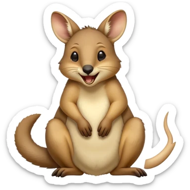 Cinematic Cute Yawning Wallaby Portrait Emoji, Head tilted slightly with a dramatic, wide-open yawn, showcasing a soft, downy tan fur with gently drooping ears, round amber eyes barely open in drowsy contentment, Simplified yet irresistibly adorable features, highly detailed, glowing with a soft, cozy glow, high shine, relaxed yet expressive, stylized with a touch of outback charm, bright and endearing, soft glowing outline, capturing the essence of a sleepy yet affectionate wallaby, so drowsy it feels like it could stretch out of the screen and curl up for a nap! sticker
