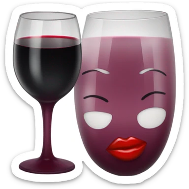 Red Wine glass with red lipstick stain  sticker