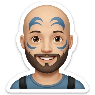 bald bearded man with face tattoo sticker