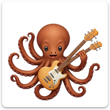happy octopus with multiple arms playing guitar sticker