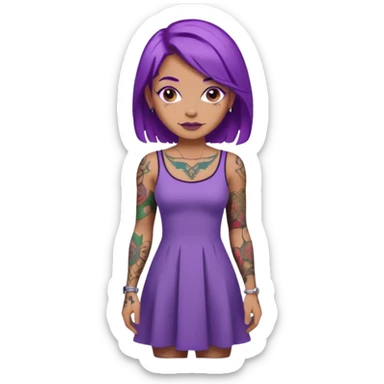 women with tatoos and hightlight that tatoos with purple hair and different color dresses sticker