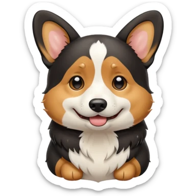 black tricolor corgi with no tail and crying sticker