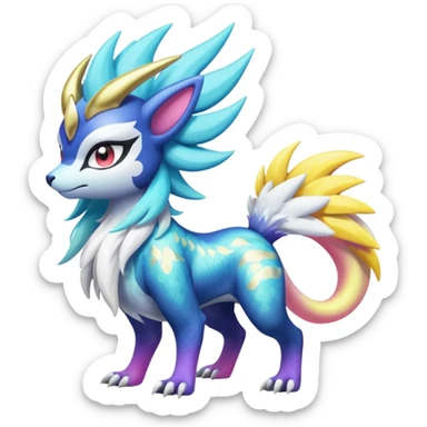Shiny Sunny furry neon colorful scaly painted Asian pastel-gradient Absol-Meloetta-Solgaleo-Luxray-Suicune-fusion sticker