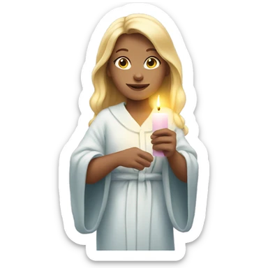 Blonde girl holding candle wearing robe sticker