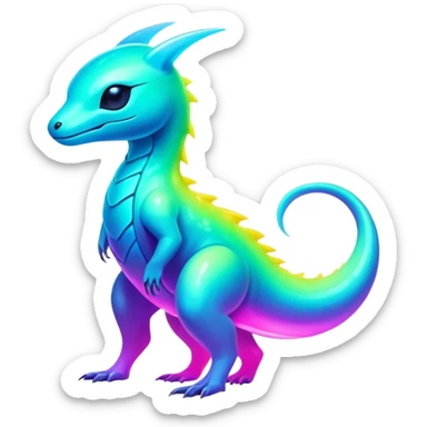 Exotic futuristic lush warm-colored neon Fakémon-Fionbri-creature sticker