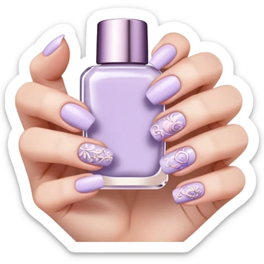lilac pastel manicure with nail art designs sticker