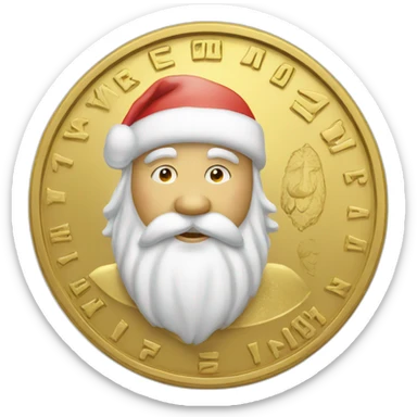 a gold coin on which Santa Claus is drawn sticker